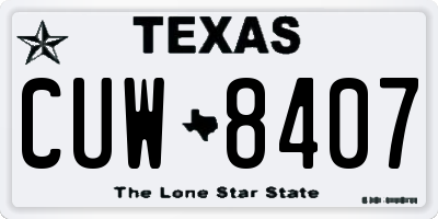 TX license plate CUW8407
