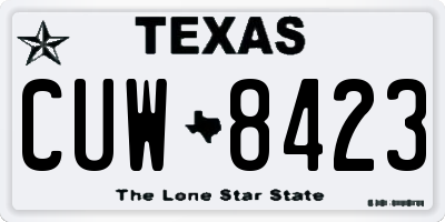 TX license plate CUW8423
