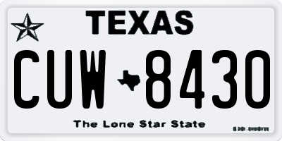 TX license plate CUW8430