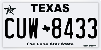 TX license plate CUW8433