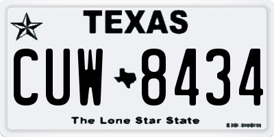 TX license plate CUW8434