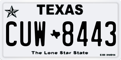 TX license plate CUW8443