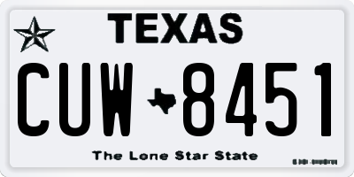 TX license plate CUW8451