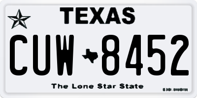 TX license plate CUW8452