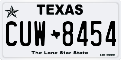 TX license plate CUW8454