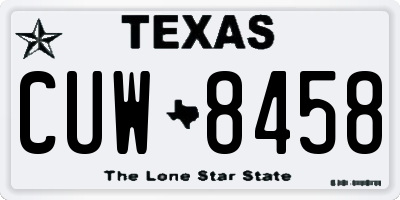 TX license plate CUW8458