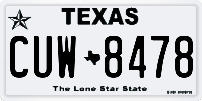 TX license plate CUW8478