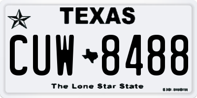 TX license plate CUW8488