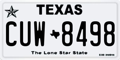 TX license plate CUW8498