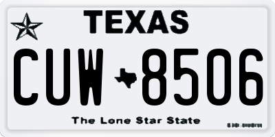 TX license plate CUW8506