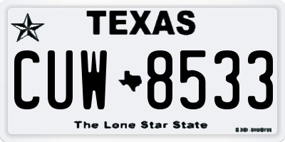 TX license plate CUW8533
