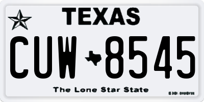 TX license plate CUW8545