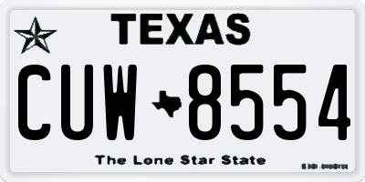 TX license plate CUW8554