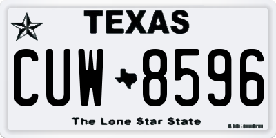 TX license plate CUW8596