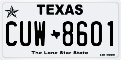 TX license plate CUW8601
