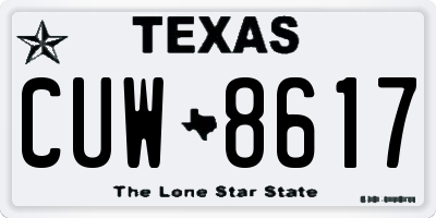 TX license plate CUW8617