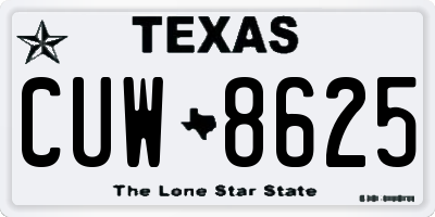 TX license plate CUW8625