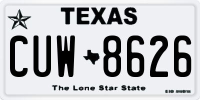 TX license plate CUW8626