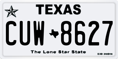 TX license plate CUW8627