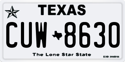 TX license plate CUW8630