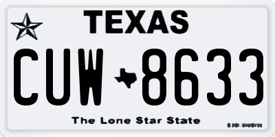TX license plate CUW8633