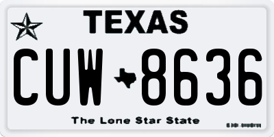 TX license plate CUW8636