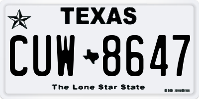 TX license plate CUW8647