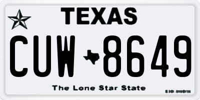 TX license plate CUW8649