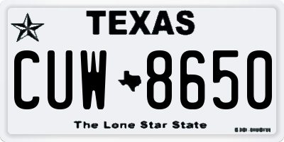 TX license plate CUW8650