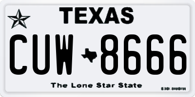 TX license plate CUW8666