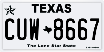 TX license plate CUW8667