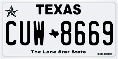 TX license plate CUW8669