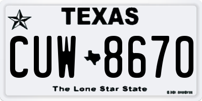 TX license plate CUW8670