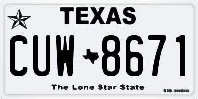 TX license plate CUW8671