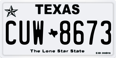 TX license plate CUW8673
