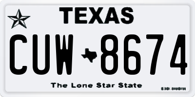 TX license plate CUW8674