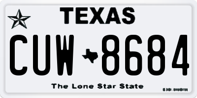 TX license plate CUW8684