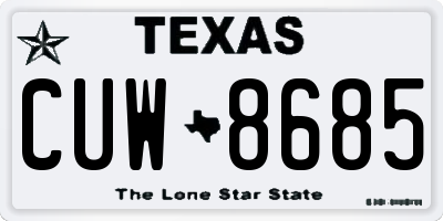 TX license plate CUW8685
