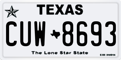 TX license plate CUW8693