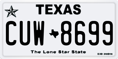 TX license plate CUW8699