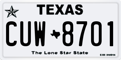 TX license plate CUW8701