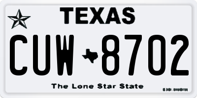 TX license plate CUW8702