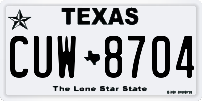 TX license plate CUW8704