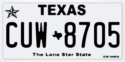 TX license plate CUW8705