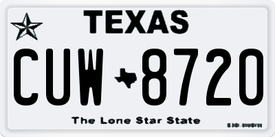 TX license plate CUW8720