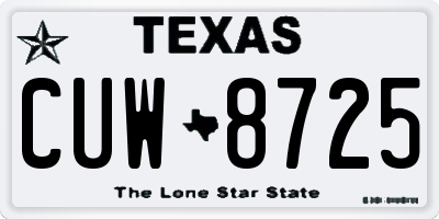 TX license plate CUW8725