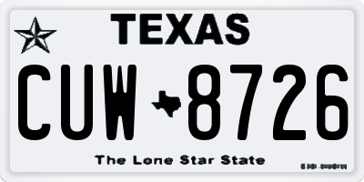 TX license plate CUW8726