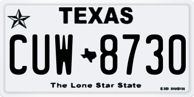 TX license plate CUW8730
