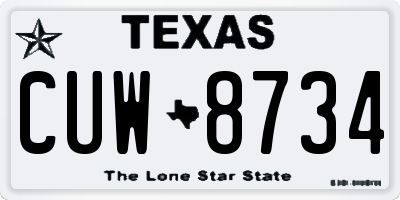 TX license plate CUW8734