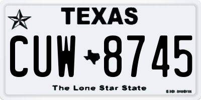 TX license plate CUW8745